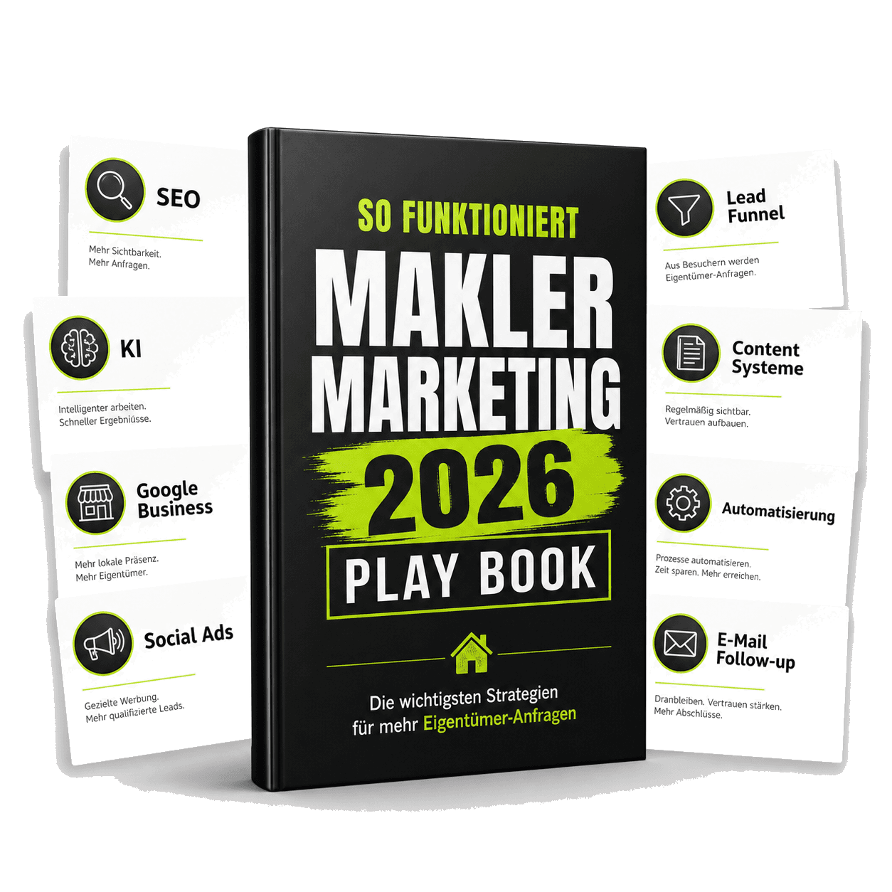 Makler-Marketing-Playbook 2026 — Buch-Mockup